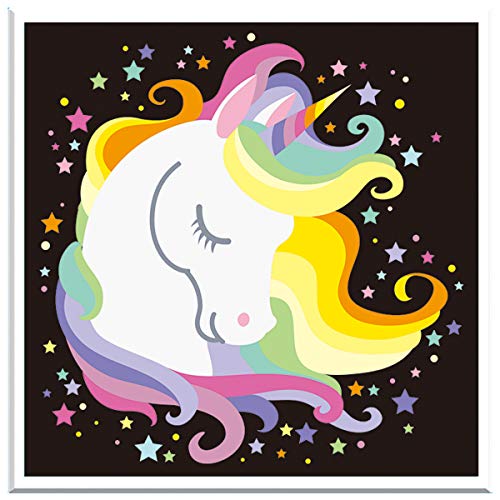 Maydear Small and Easy DIY 5d Diamond Painting Kits with Frame for Beginner with White Frame for Kids 6×6 inch (Unicorn)