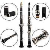 Aisiweier B-Flat Clarinet Black Ebonite Clarinet For Student Beginner, With Nickel-plated Keys,Belt, Joint Grease, White Gloves, Soft Polishing Cloth, 8 Mouthpiece Cushion, Hard clarinets