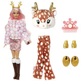 Barbie Doll, Cutie Reveal Deer Plush Doll with 10 Surprises, Mini Pet, Color Change and Accessories, Snowflake Sparkle