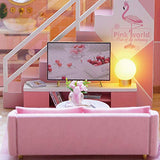 VKStar Pink Girls Dollhouse Miniature DIY Mini Dollhouse with Furniture for Teenagers Birthday Gift House Kit Creative Room Toys with Dust Proof and Music Movement