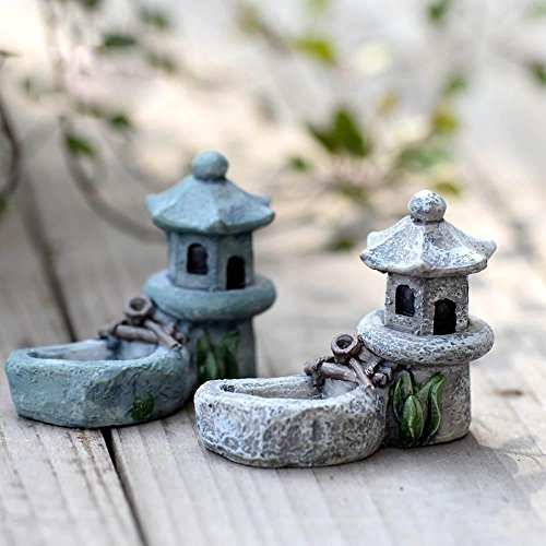 DAWEIF Vintage Artificial Pool Tower Miniature Fairy Garden Home Houses Decoration Mini Craft Micro Landscaping Decor DIY Accessories
