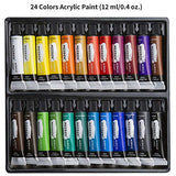 MEEDEN 46-Piece Premium Acrylic Painting Set - Solid Beech Wood Easel box, 24×12ML Acrylic Paint Set, and All Additional Supplies, Perfect Gifts for Children's Day Beginning Artists, Students & Kids