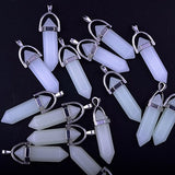 Glow in The Dark Stone Pendant Glowing Moon Stone Hexagonal Healing Quartz Chakra Crystal 15pcs