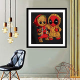 DIY 5D Diamond Painting kit, Superhero Full Drill Diamond Painting, Cross Stitch Artwork, Wall Decoration, Parent-Child Puzzle Game, Handmade Artwork (Groot and Deadpool) 12inx12in