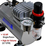 Master Airbrush Compressor with Water Trap and Regulator, Now Includes a (FREE) 6 Foot Airbrush Hose and a (FREE) How to Airbrush Training Book to Get You Started