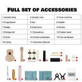 Build Your Own Uke Kit DIY Soprano Ukulele For Beginners Kids Bass Wood Soprano Ukelele Kit with Full Accessories