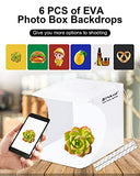 Photo Studio Box with LED Light, PULUZ 20cm Mini Portable Photography Lighting Tent Kit, White Foldable Shooting Softbox with 2x20 Lights + 6 Backdrops for Product Display