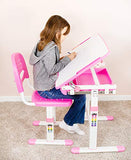 VIVO Height Adjustable Childrens Desk & Chair Set | Kids Interactive Work Station Pink (DESK-V201P)