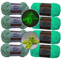 Electric Blue Glow in The Dark Yarn in a [Four Pack of Mini Skeins] 55m, 220m Total, of 100% Polyester Crochet Yarn as a Neon Yarn Pack That is Glow in The Dark Yarn for Crochet…