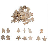 RayLineDo 50pcs Natural Wooden Christmas Series Buttons Pendants Scrapbooking Embellishments DIY Craft Decor