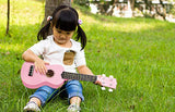 POMAIKAI Soprano Wood Ukulele Rainbow Starter Uke Hawaii kids Guitar 21 Inch with Gig Bag for kids Students and Beginners (Pink)
