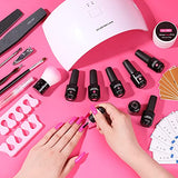 Gel Nail Polish Kit with UV Light, 5 Colors Gel Nail Kit for Starter and Professional, Gel Polish Kit Sparkly Glitters, Manicure Gel Kit with Base and Top Coat (Pink)