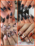 Halloween Nail Art Stickers Decals,TOROKOM 12 Sheets 3D Self-Adhesive DIY Nail Decals with skull Pumpkin Bat Ghost Cross Cat Witch Castle Spider Pattern Halloween Nail Art Design Decals for Woman Girl