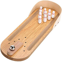 Desktop Mini Bowling Game Set - Unique Novelty Office Desk Toys - Funny White Elephant Gag Gifts - Wooden Table Top Fun Family Board Games for Kids Adults Men - Finger Sports Cute Stocking Stuffers