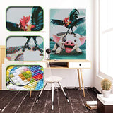 DIY 5D Diamond Painting by Number Kit,Square Drill Diamond Painting Full Pig and Chicken for Wall,Rhinestone Embroidery Cross Stitch Kits Supply Arts Craft Canvas Family Ornaments 12x16 inches