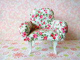 Miniature Chair Floral Fabric. Upholstered Dollhouse Furniture 1:8 th Handcrafted