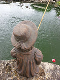 Fishing Girl Cast Stone Statue - Pond and Garden Decor Accent Sculpture - Great Garden Gift Idea!