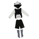 MonkeyJack Adorable Cute Cat Ear Hoodie Top Sweatshirt +Pants + Stockings Outfit For 1/4 BJD SD DOA DOD Dress Up Black