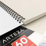 ARTEZA 9x12” Mixed Media Sketch Pad, 2 Pack, 110lb/180gsm, 120 Sheets (Acid-Free,