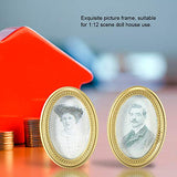 Taidda 【2021 New Year's Special】 2 Pcs/Set Doll House Miniature Frame, Doll House Miniature Oval Frame Picture Photo Dollhouse DIY Accessories