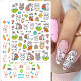 10 Pcs Easter Nail Art Stickers 3D Easter Nail Decals Self Adhesive Cute Easter Egg Rabbit Chick Carrot Bunny Nail Stickers Lovely Spring Easter Nail Design Supplies for Women Kids Girls Nail Decor