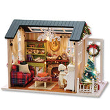 Dollhouse Miniature with Furniture, DIY Wooden Doll House Kit Plus LED and Music Movement, 1:24 Scale Creative Room Idea Best Gift for Children Friend Lover （Holiday time ）