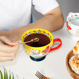 Coffee Mugs-15 Ounce Ceramic Mug Set for Coffee Mocha Latte Tea Milk-Set of 4 Tea Mug-4 Color Funny Coffee Mug for Fathers ,Teacher Day Gift
