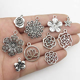 100g Craft Supplies Mixed Flower Beads Charms Pendants for Crafting, Jewelry Findings Making