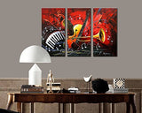 Noah Art-Modern Music Wall Art, 100% Hand Painted Musical Instruments Contemporary Abstract Oil Paintings On Canvas, 3 Panel Framed Inspirational Wall Art for Kids Room Wall Decor, 12x16inch x 3 Pcs