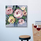 TAR STUDIO Abstract Bouquet Canvas Wall Art: Romantic Rose Flowers Artwork Hand Painted Painting for Living Room Bedroom Bathroom (24''W x 24''H)