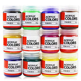 Artist Quality Acrylic Paint Set For Kids Adults Beginners Set Non-Toxic Acrylic Paint For Painting Canvas Wood Fabric Ceramic Crafts (50 Milliliter, 1.69 Ounce.) (12 Colors)
