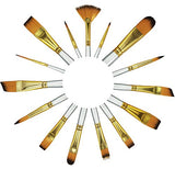 Paint Brush - Set of 15 Art Brushes for Watercolor, Acrylic & Oil Painting - Short Handles