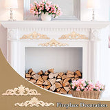 8 Pcs Wood Carved Onlays Appliques Decorative Wood Applique Long DIY Wood Appliques and Onlays for Furniture Unpainted Wooden Carving Decals for Wall Cupboard Mantel Door Bed Cabinet, 7.9 x 2 Inch