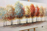 Tiancheng Art, 30x60 Inch Modern Abstract Painting Oil Hand Painting Tree Hand-Painted On Canvas Acrylic Wall Art Colorful Forest Hanging Wall Decoration