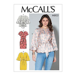 McCall's Patterns McCall's Women's Blouse and Wrap Tie Dress Sewing Patterns, Sizes 6-14, 6-8-10-12-14, White