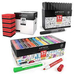 ARTEZA Dry Erase Supply Bundle: Multicolor Dry Erase Markers Chisel Tip Set of 52, Black Dry