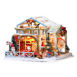 Eoncore DIY Miniature with Furniture Christmas Decoration Dollhouse Kit with Light, Dust Proof Cover Girls Woman (Christmas Snow Night)