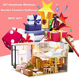 Dollhouse Miniature with Furniture,DIY 3D Wooden Doll House Kit Apartment Style Plus with Dust Cover and Music Movement,1:24 Scale Creative Room Idea Best Gift for Children Friend Lover L20