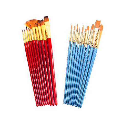 S & E TEACHER'S EDITION 20 Pcs Paint Brush Set, Blue and Red, Nylon Hair, Acrylic, Oil, Watercolor Paints