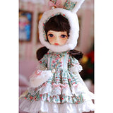 HMANE BJD Dolls Clothes for 1/6 BJD Dolls, 4Pcs Cute Rabbit Ears Hat Floral Dress for 1/6 BJD Dolls (No Doll)