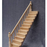 1PC Mini Wooden Staircase, Dollhouse Staircase Chic Dollhouse Furniture Wooden Stair Stringer Step Replacement Pre-Assembled 45-Degree Slope Mini Wooden Staircase with Right Handrail