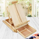 Artina Wooden Easel Stand – Painting Tripod Table Top Easel with Wooden Palette & Box Portable Plein Air Easel & French Style Worktop Easel – Madrid