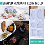 JILLSKY Resin Decoration Accessories Molds Kits - Contains 4pcs Resin Molds, Resin Ink, Resin Glitter, Gold Foil, Dry Flowers and Crystal Stones for Epoxy Resin Jewelry Making