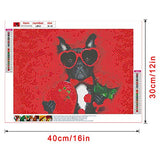 DIY 5D Diamond Painting Kits for Adults,Happy Valentines Day Dog Full Drill Crystal Rhinestone Embroidery for Home Wall Decor(16X12in)