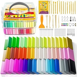 Polymer Clay 50 Colors, Modeling Clay for Kids, Safe and Non-Toxic Oven Bake Clay with Sculpting Tools and Accessories, Ideal Halloween Christmas Gift for Children and Artists.