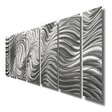 Statements2000 Modern Metal Wall Art, 68" x 24", Indoor/Outdoor Hanging Sculpture by Jon Allen, Silver