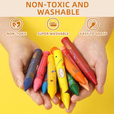 Lebze Toddler Crayons, 24 Colors Non Toxic Crayons for Kids Ages 2-4, Easy to Hold Jumbo Crayons for Kids, Safe for Babies and Children Flower Monaco