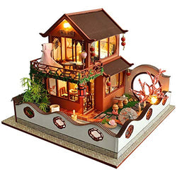 Kisoy Romantic and Cute Dollhouse Miniature DIY House Kit Creative Room Perfect DIY Gift for Friends, Lovers and Families (Peach Blossom Valley)