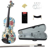 Kinglos 4/4 Cold-Rock Colored Ebony Fitted Solid Wood Violin Kit with Case, Shoulder Rest, Bow, Manual, Extra Bridge and Strings Full Size
