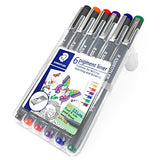 Staedtler 308 Pigment Liner Fineliner – 0.5mm - Wallet of 6 Assorted Colours